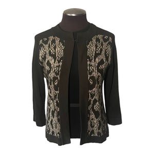 Evan Picone Abstract Brown Animal Print Single Hook Eye Sweater Sz Petite Med